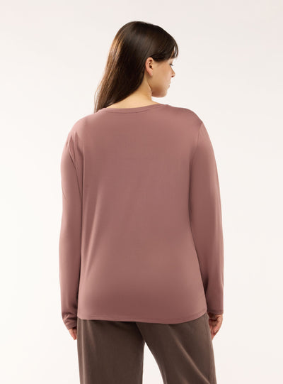 T-shirt manica lunga girocollo a tinta unita