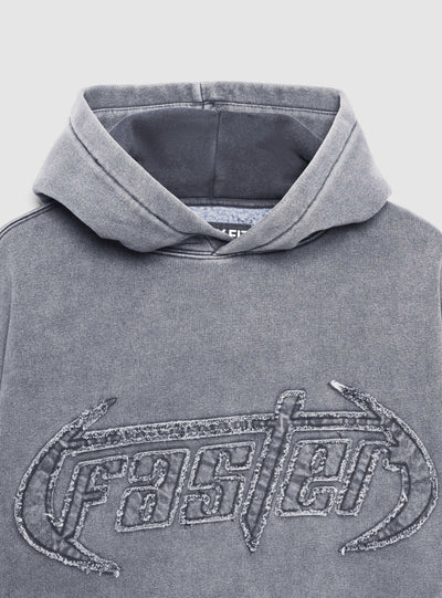 Felpa boxy con cappuccio e stampa lettering
