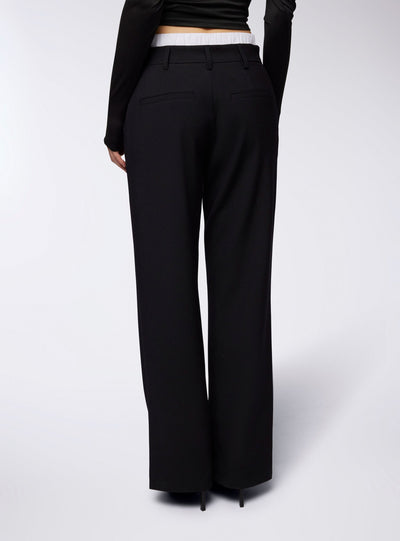 Pantaloni wide leg con fascia effetto boxer