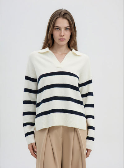 Maglia a righe con colletto polo