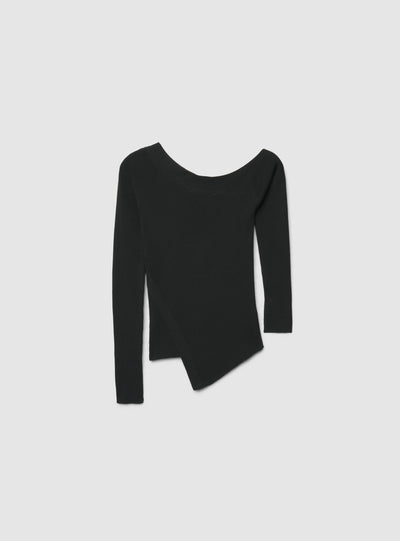 Maglia a spalle scoperte asimmetrica a tinta unita