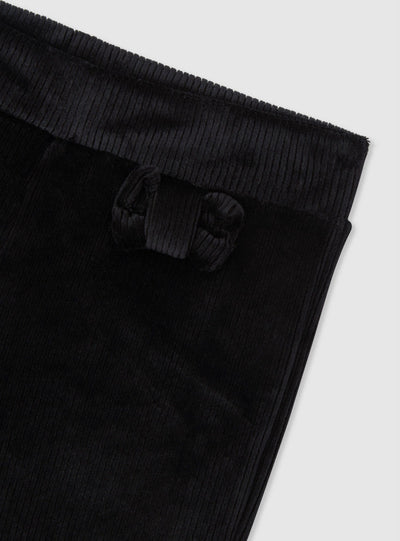 Ribbed flared leggings with bows