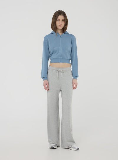 Felpa crop con cappuccio e zip