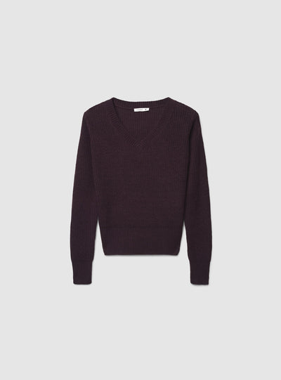 Maglia a coste inglesi con scollo a V