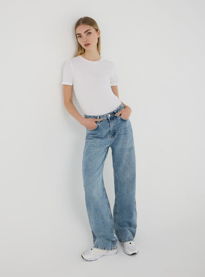 Jeans wide leg acid wash