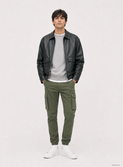 Pantaloni cargo con polsino elastico