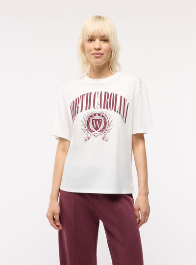 T-shirt maxi con stampa college