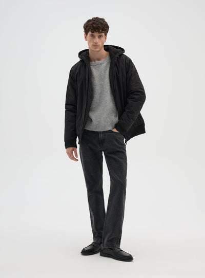 Jacke mit Kapuze und geripptem Saum