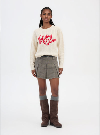 Maglia con trecce e scritta