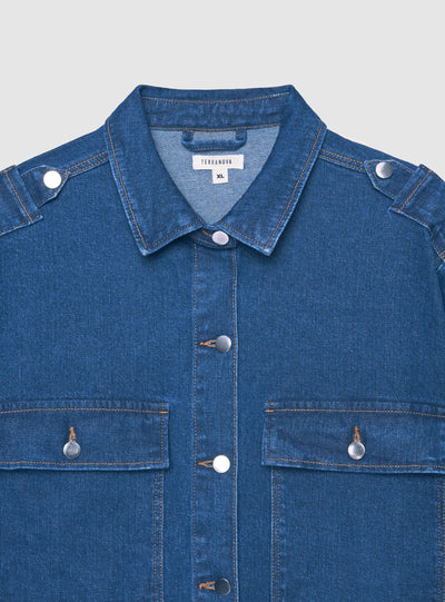 Camicia overshirt con bottoni a pressione e tasche