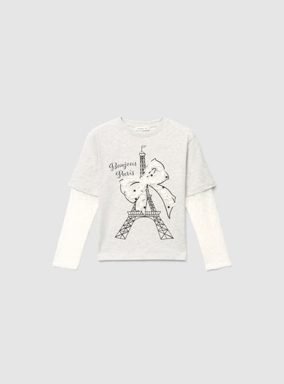 T-shirt a maniche lunghe con stampa e applicazioni