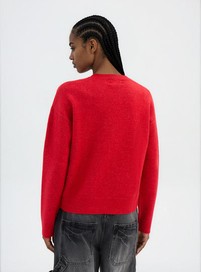 Loose sweater with teddy bear and bow print