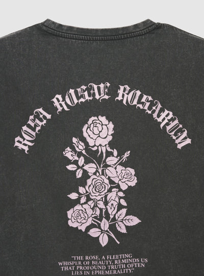 T-shirt con stampa rose fronte e retro