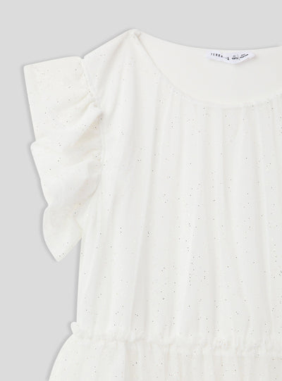Vestito a balze in tulle glitterato