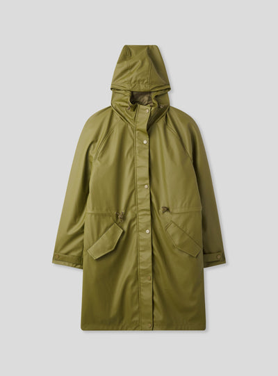Cappotto effetto cerato con cappuccio