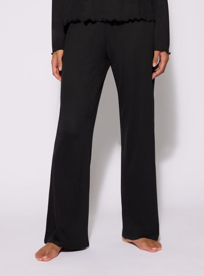 Unifarbene Wide-Leg-Pyjama-Hose