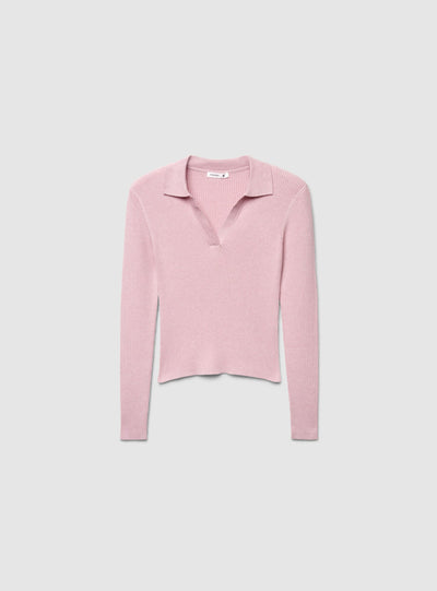 Maglia a coste con collo polo