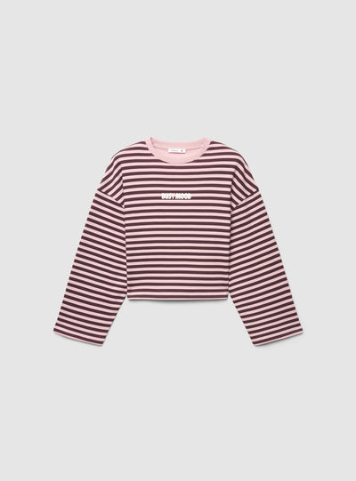 Felpa crop a righe con scritta