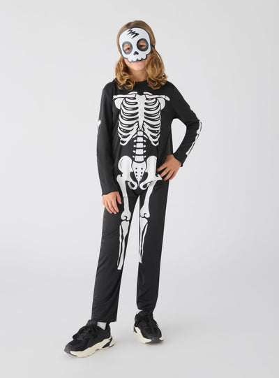 Vestito costume scheletro con maschera