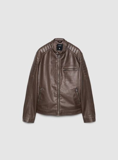 Giacca biker effetto pelle con collo coreano