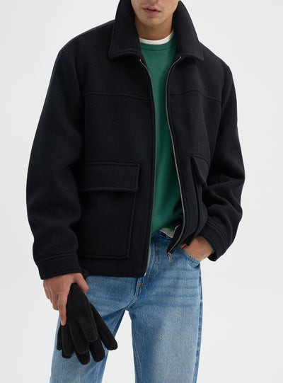 Giacca camicia con zip e tasche applicate
