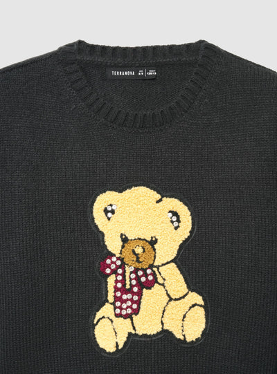 Maglia crop con patch orsetto