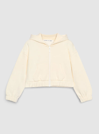 Felpa crop con cappuccio e zip
