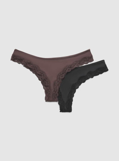 Pack 2 slip brasiliana con bordo in pizzo