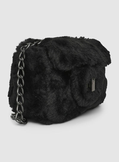 Synthetic fur shoulder bag
