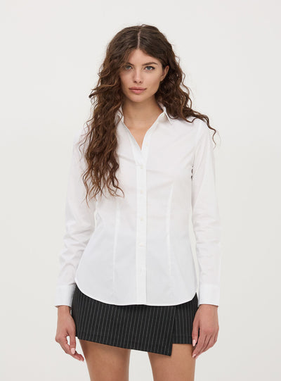 Camicia in popeline a tinta unita
