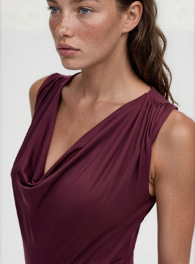 Body con scollo drappeggiato
