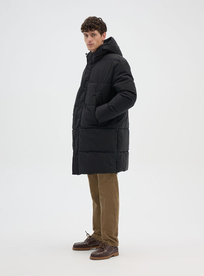 Long padded jacket with hood