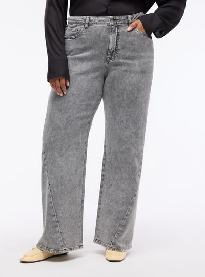 Jeans wide leg con borchie