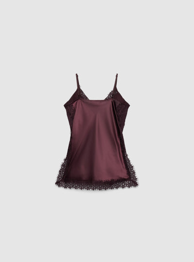Top con pizzo e spalline sottili satin