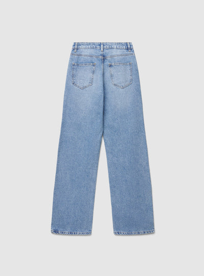 Jeans wide leg a tinta unita