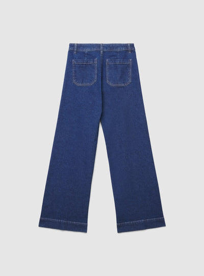 Jeans wide leg con tasche applicate