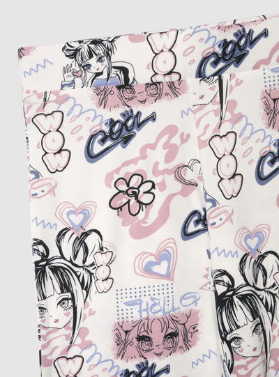 Leggings lunghi a zampa con stampa