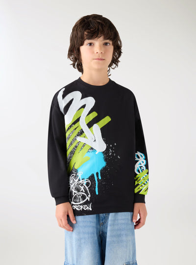 T-shirt a maniche lunghe con stampa graffiti
