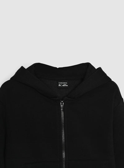 Felpa con cappuccio e zip a tinta unita