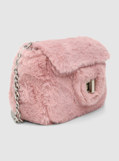Synthetic fur shoulder bag