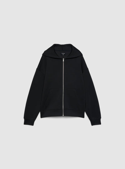 Felpa boxy con zip e cappuccio