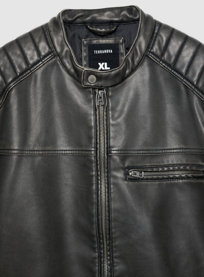 Giacca biker con collo coreano e zip