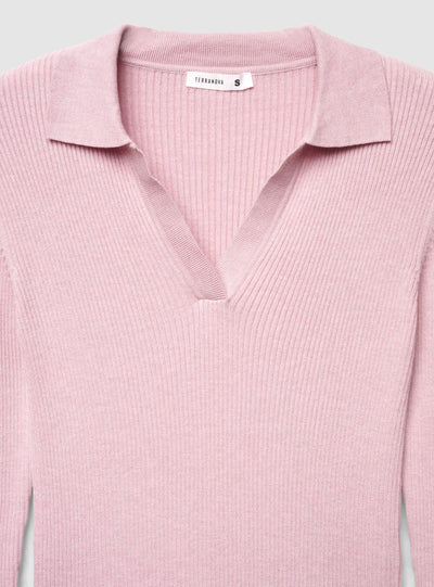 Maglia a coste con collo polo