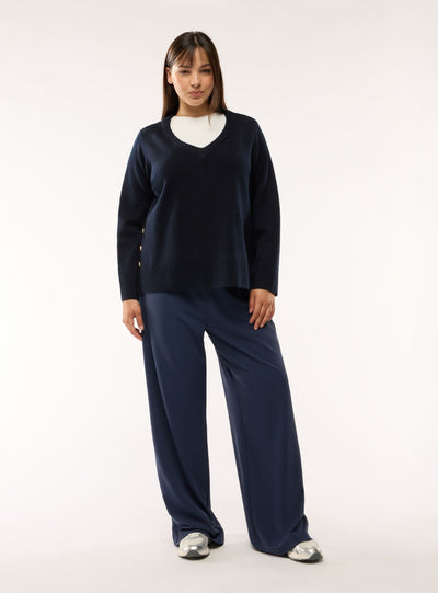 Pantaloni wide leg a tinta unita