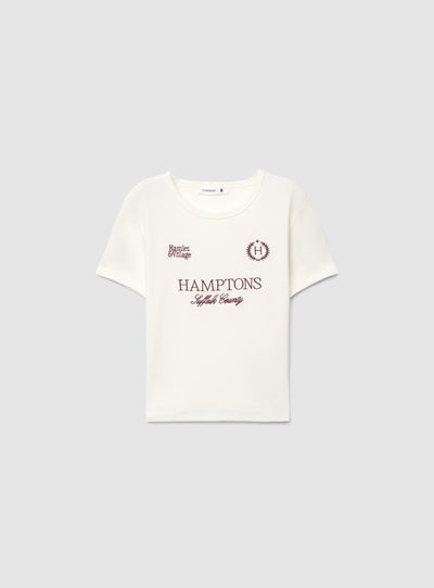 T-shirt crop con stampa college