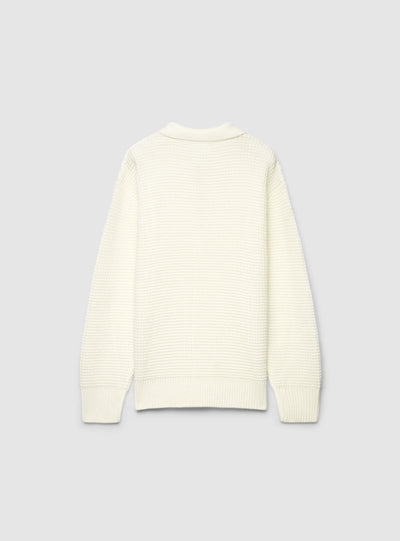 Maglia polo con zip e punto mosso