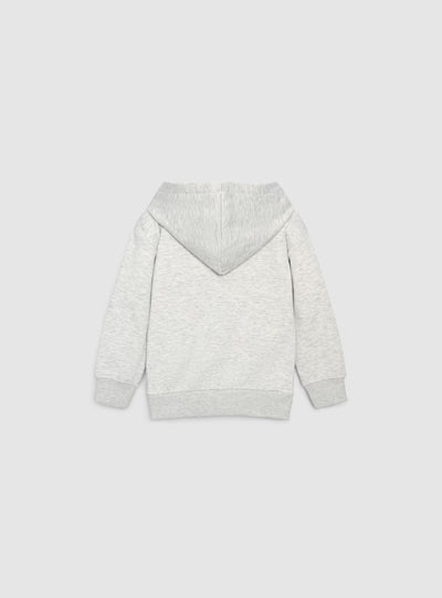 Felpa con cappuccio e zip a tinta unita