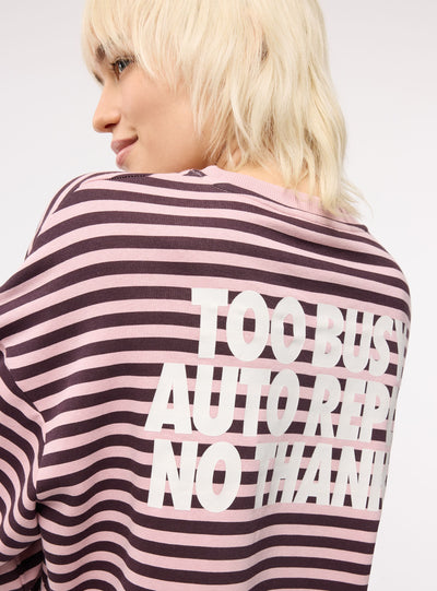 Felpa crop a righe con scritta