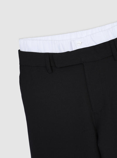 Pantaloni wide leg con fascia effetto boxer