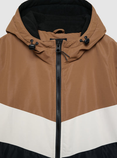 Jacke mit Kapuze in Blockfarben-Optik
